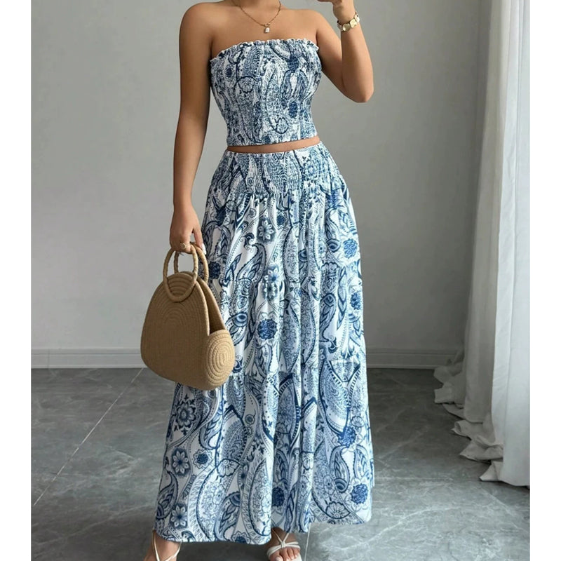 💖Sommer-Sonderangebot 50% RABATT!💖Set aus bedrucktem Oberteil und Rock für Damen