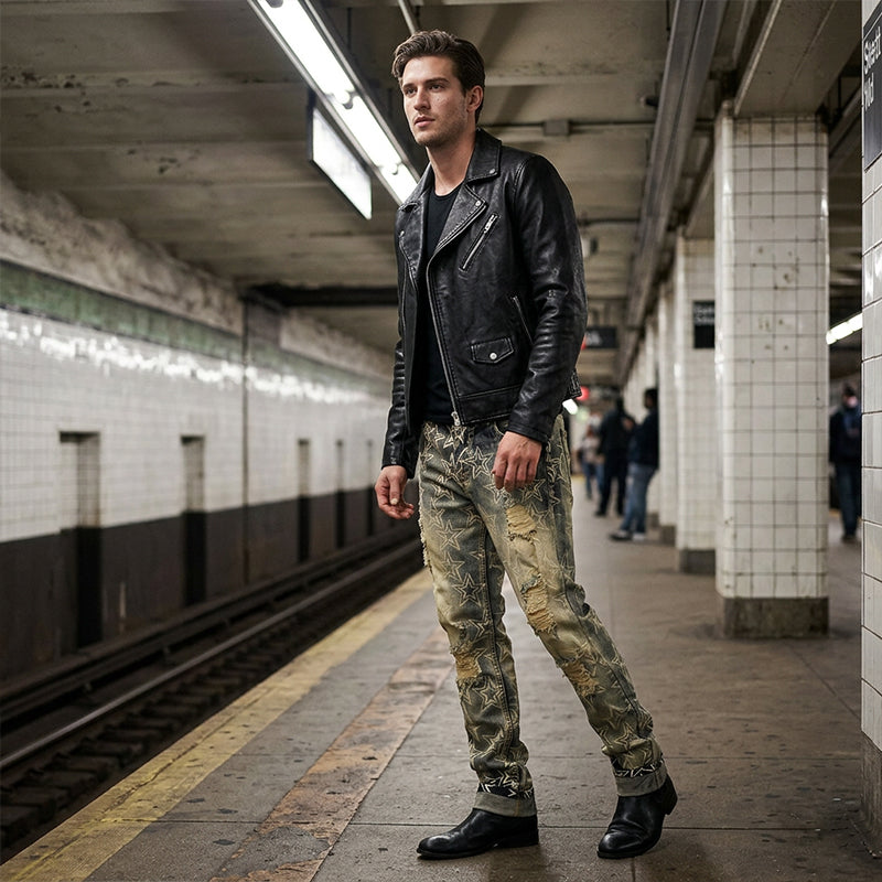 👖💥 Herren Slim Fit Destroyed Denim Jeans – 50% RABATT! Schlanker Schnitt, edgy Destroyed-Look, perfekt für Streetwear & Alltag. 🔥✨