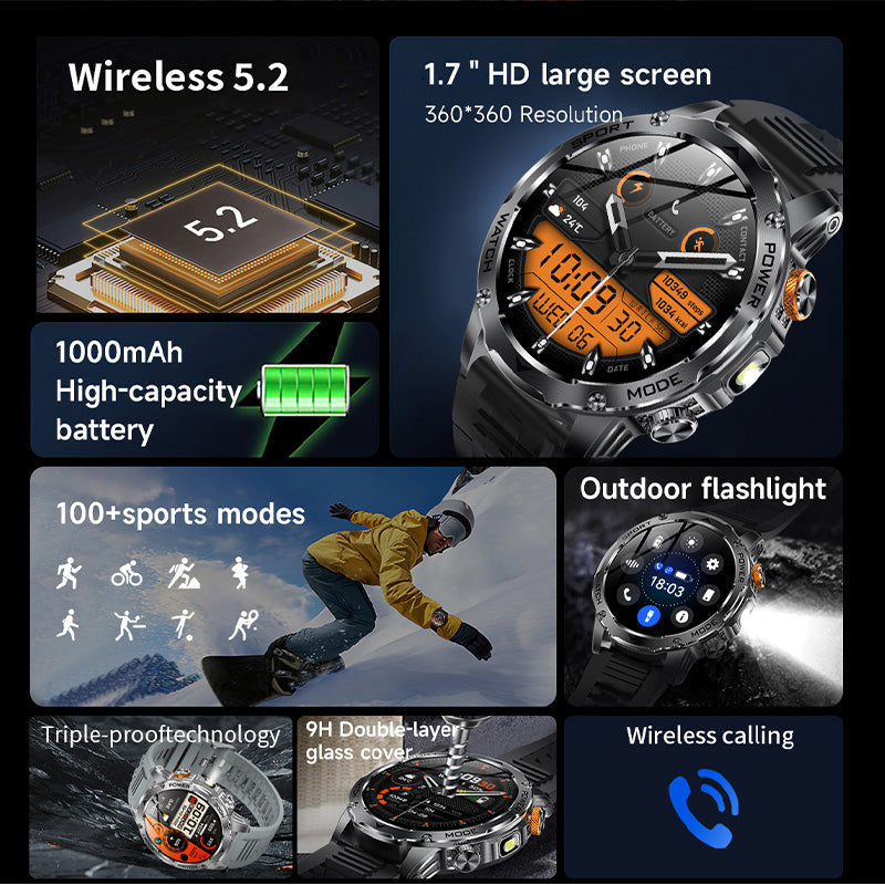 ⌚ 50% RABATT! 🏆 Smart Bluetooth Sportuhr – 1000mAh Akku, Fitness-Tracking & wasserdicht – Herzfrequenz, Schritte & Schlaf – Kompatibel mit iOS/Android 💪