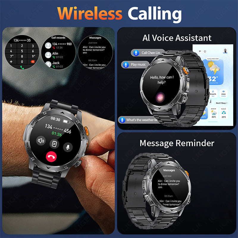 ⌚ 50% RABATT! 🏆 Smart Bluetooth Sportuhr – 1000mAh Akku, Fitness-Tracking & wasserdicht – Herzfrequenz, Schritte & Schlaf – Kompatibel mit iOS/Android 💪