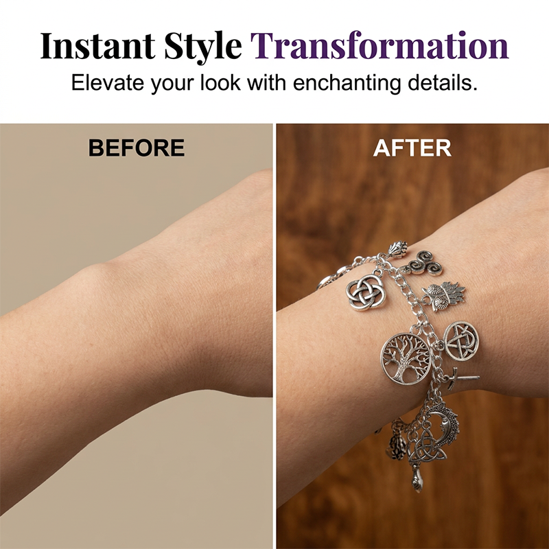 📿✨ 50% RABATT! Vintage-Armband im heidnischen Stil – Wicca-Symbol-Anhänger, Vintage-Metall, vielseitig kombinierbar für den Alltag – Spirituelle Bedeutung ✨