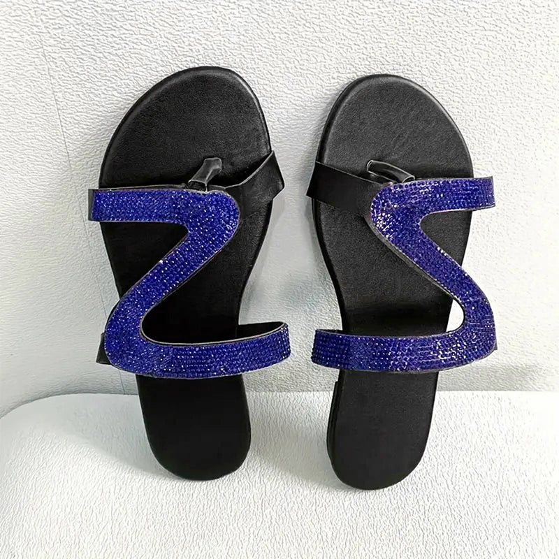 🔥👡 50% OFF! Rhinestone Slide Sandals – flat, cushioned, glamorous – perfect for beach, brunch & everyday chic. 💎💨