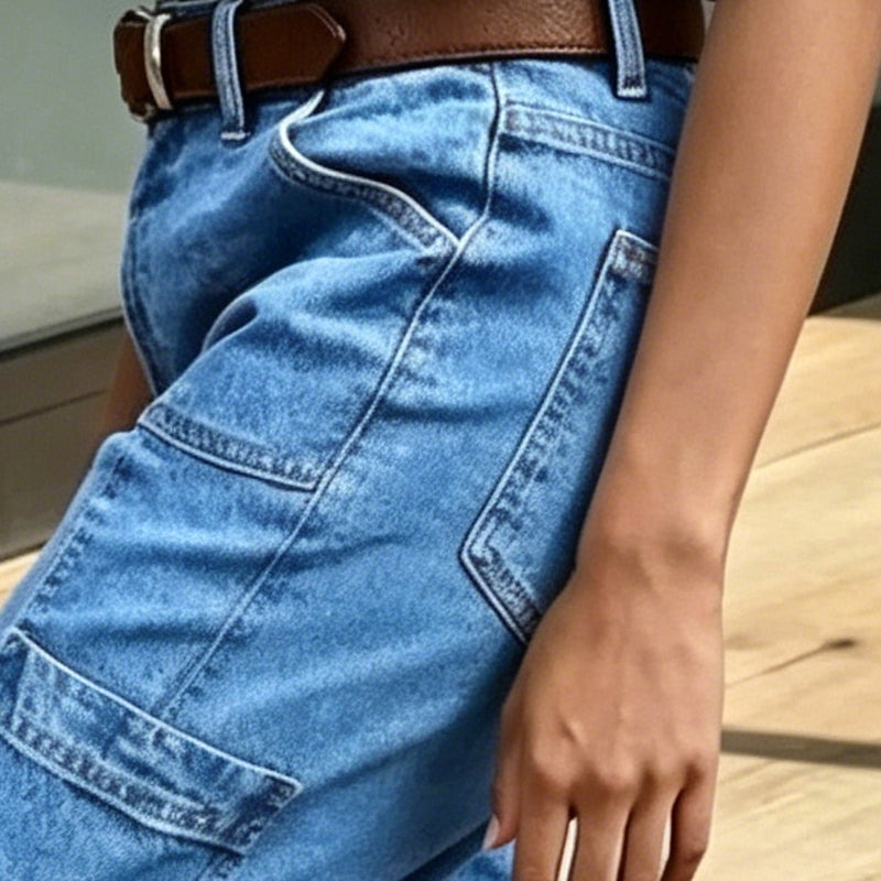 ⏳ Letzter Tag: 50 % Rabatt🔥 Damen 3/4 Cargo Jeans ✨ Lässige elastische verkürzte Jeans für Alltag & Freizeit