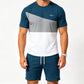 👕 2-teiliges Freizeit-Set für Herren – Color-Block T-Shirt & Shorts, atmungsaktiv, bequem & vielseitig für Alltag, Sport & Reisen 🌿