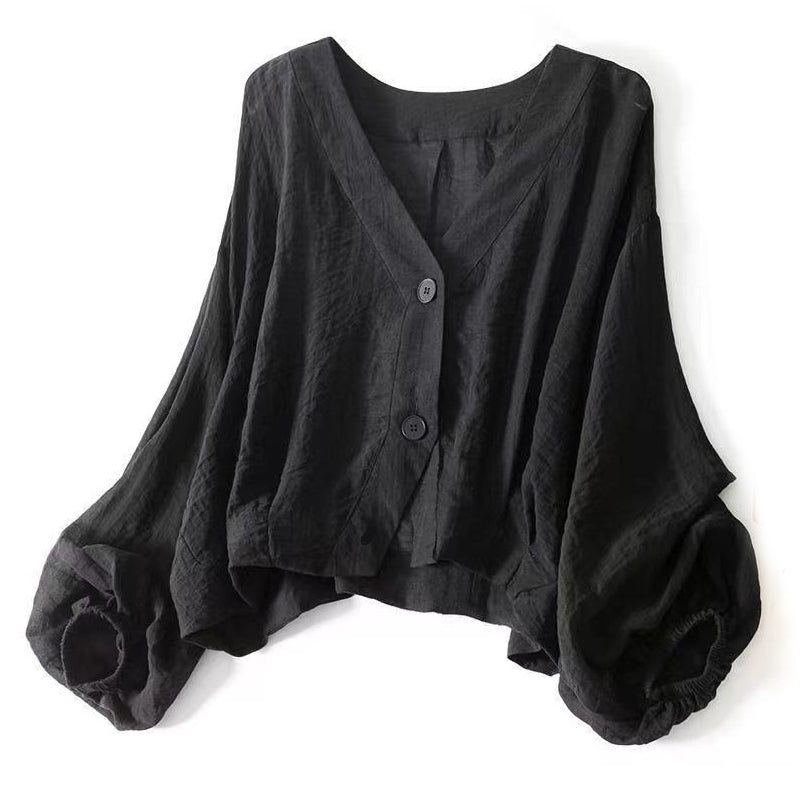 👕 ZEITLICH BEGRENZT 50% RABATT! ✨ Damen Leichtes Sonnenschutz-Shirt – Tiefer V-Ausschnitt, Laternenärmel, Transparente Lage ☀️