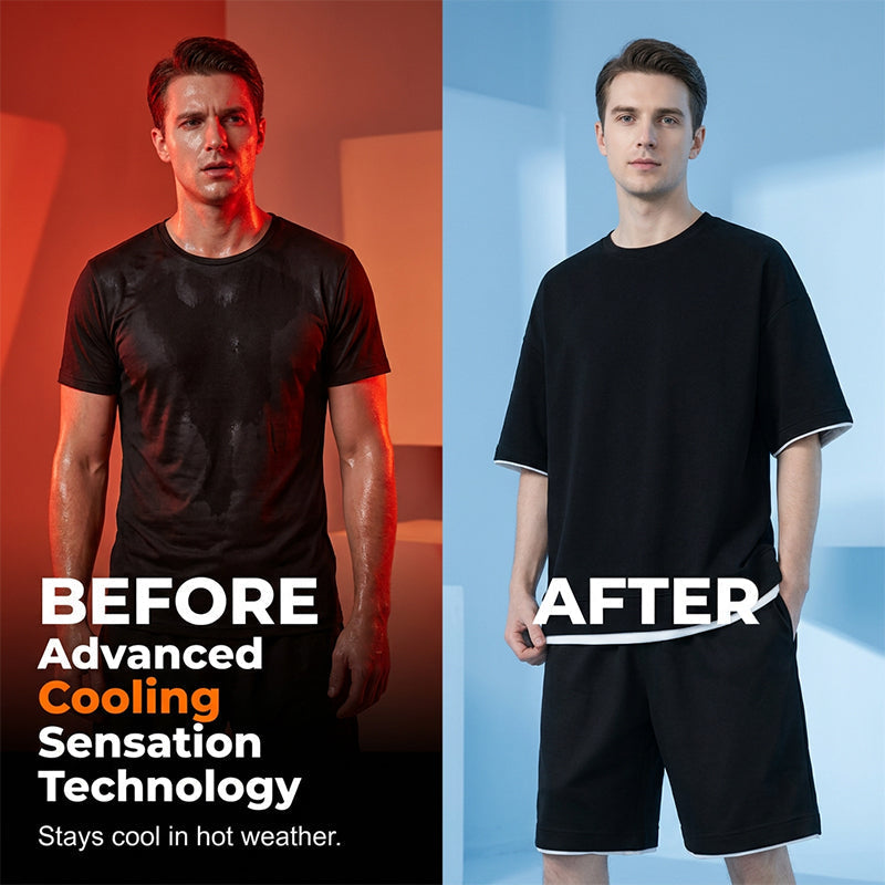 🎉 ZEITLICH BEGRENZT 50% RABATT! 👕 Herren Waffelstrick T-Shirt & Shorts Set – Kühlstoff & Entspanntes Schnittdesign 💙