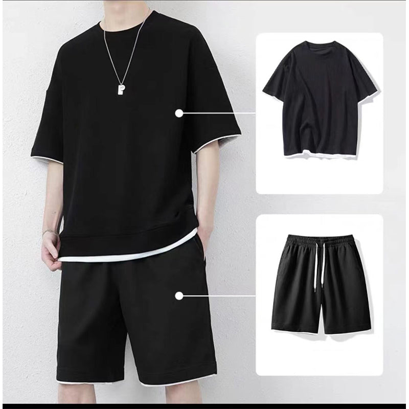 🎉 ZEITLICH BEGRENZT 50% RABATT! 👕 Herren Waffelstrick T-Shirt & Shorts Set – Kühlstoff & Entspanntes Schnittdesign 💙