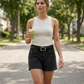 ⏰ 50 % RABATT FÜR BEGRENZTE ZEIT! 🩳 Damen Mid-Rise Cargo-Shorts – Atmungsaktiver Baumwollmix, viele Utility-Taschen, Vintage Washed Look für den Sommer 🤎