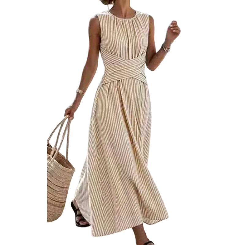 ⏳Zeitlich begrenztes Angebot: 50 % Rabatt⏰ Damen Ärmelloses Gestreiftes Maxikleid🎀👗