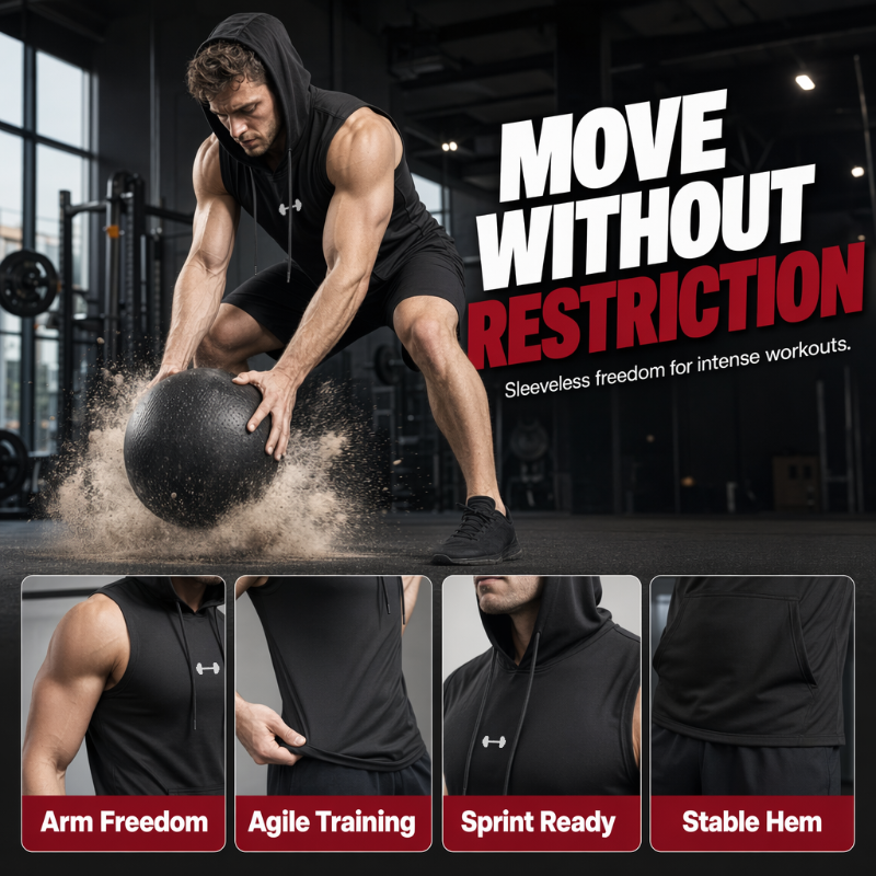 🏋️ Herren Ärmelloses Sportkapuzenshirt | Atmungsaktiv, Muskelschnitt & Ideal für Gym, Laufen & Outdoor-Training