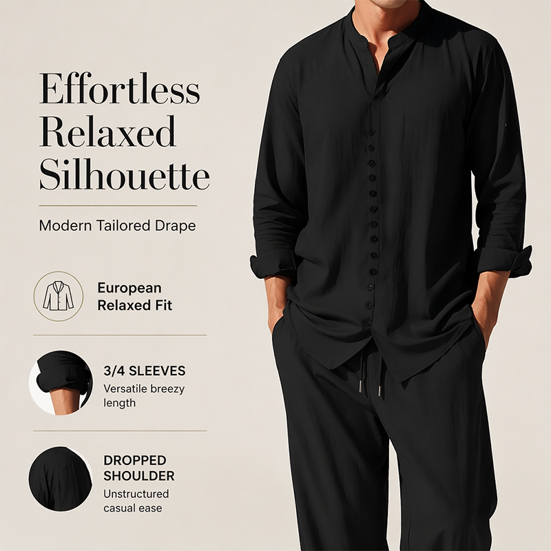 👔 50% RABATT! 🌿 2-teiliges minimalistisches Freizeit-Set für Herren – Schlichtes Hemd & Hose, atmungsaktiv & vielseitig – Ideal für Alltag, Büro & Freizeit 🕶️