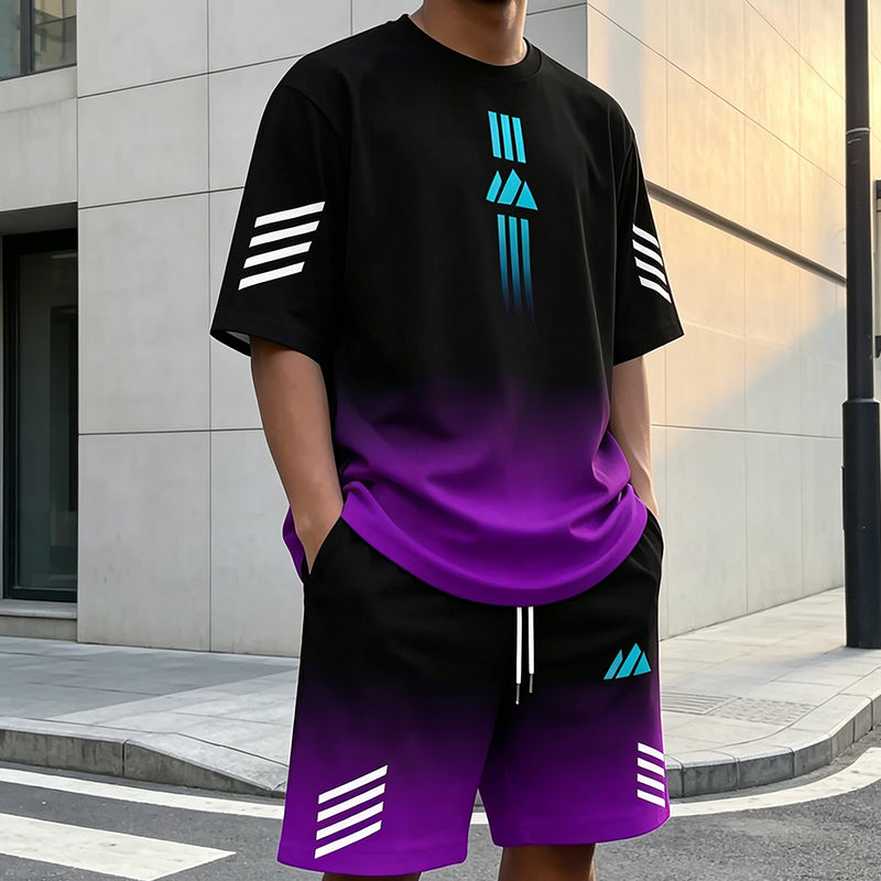 🎉 NUR FÜR KURZE ZEIT 50% RABATT! 👕 Herren Sommer T-Shirt & Shorts Zweiteiler – Farbverlauf-Design & Atmungsaktives Material ☀️