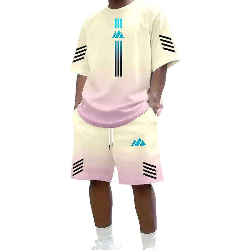 🎉 NUR FÜR KURZE ZEIT 50% RABATT! 👕 Herren Sommer T-Shirt & Shorts Zweiteiler – Farbverlauf-Design & Atmungsaktives Material ☀️