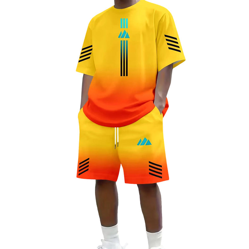 🎉 NUR FÜR KURZE ZEIT 50% RABATT! 👕 Herren Sommer T-Shirt & Shorts Zweiteiler – Farbverlauf-Design & Atmungsaktives Material ☀️