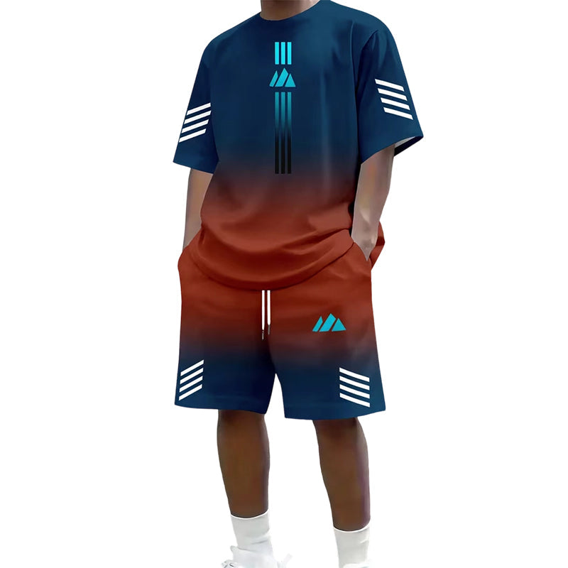 🎉 NUR FÜR KURZE ZEIT 50% RABATT! 👕 Herren Sommer T-Shirt & Shorts Zweiteiler – Farbverlauf-Design & Atmungsaktives Material ☀️