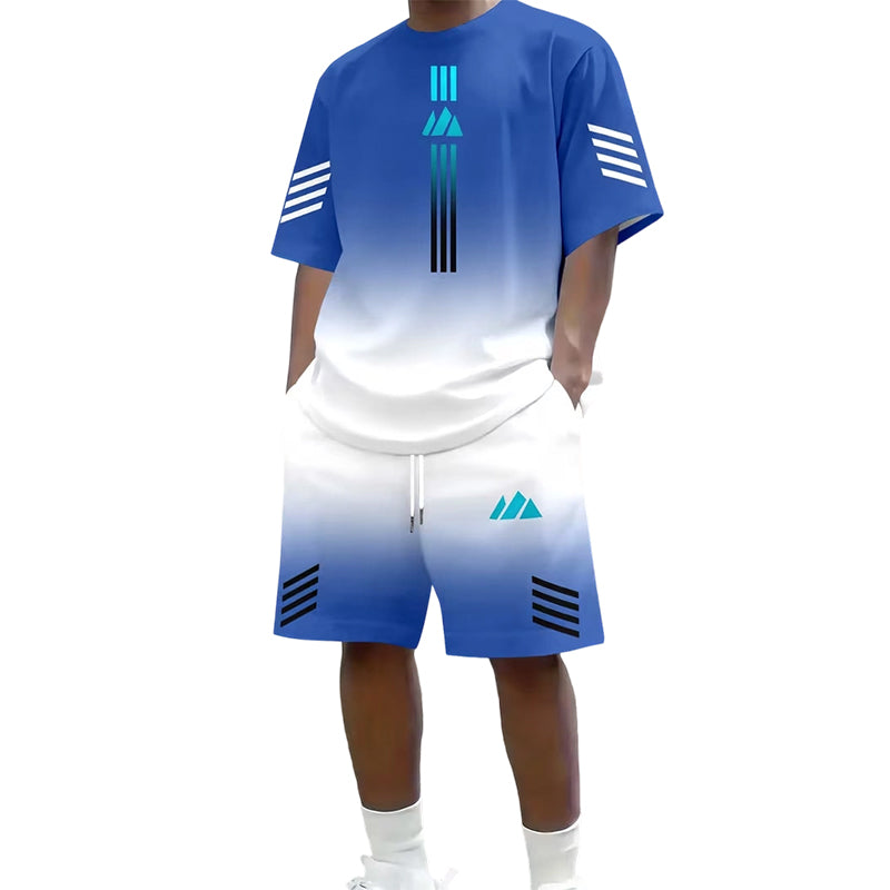 🎉 NUR FÜR KURZE ZEIT 50% RABATT! 👕 Herren Sommer T-Shirt & Shorts Zweiteiler – Farbverlauf-Design & Atmungsaktives Material ☀️