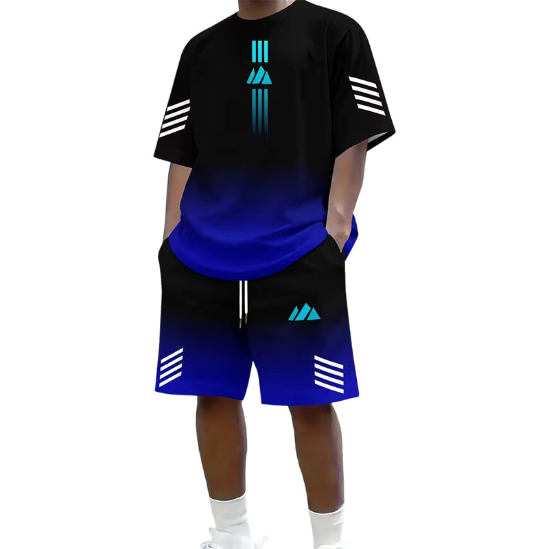 🎉 NUR FÜR KURZE ZEIT 50% RABATT! 👕 Herren Sommer T-Shirt & Shorts Zweiteiler – Farbverlauf-Design & Atmungsaktives Material ☀️