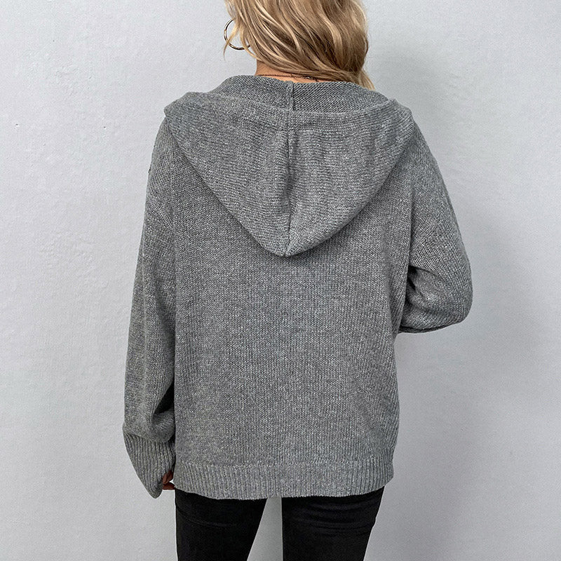🧥 50% RABATT! 🛍️ Damen-Strickjacke mit Kapuze & Knopfleiste – Einfarbig, mit Kordelzug & vielseitig – Ideal für Alltag & Freizeit 🌿