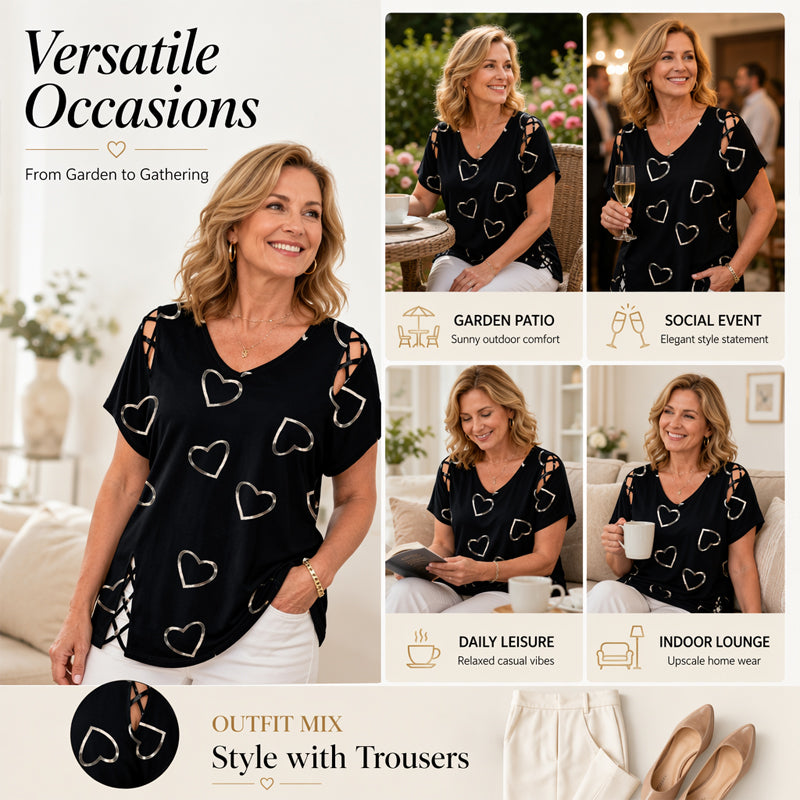 📢📢50% RABATT !!⏰Damen Lässiges V-Ausschnitt Kurzarm T-Shirt
