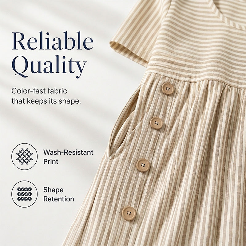 📢📢50% RABATT !! ⏰Damen Lässiges Gestreiftes Kleid in Relaxed-Fit