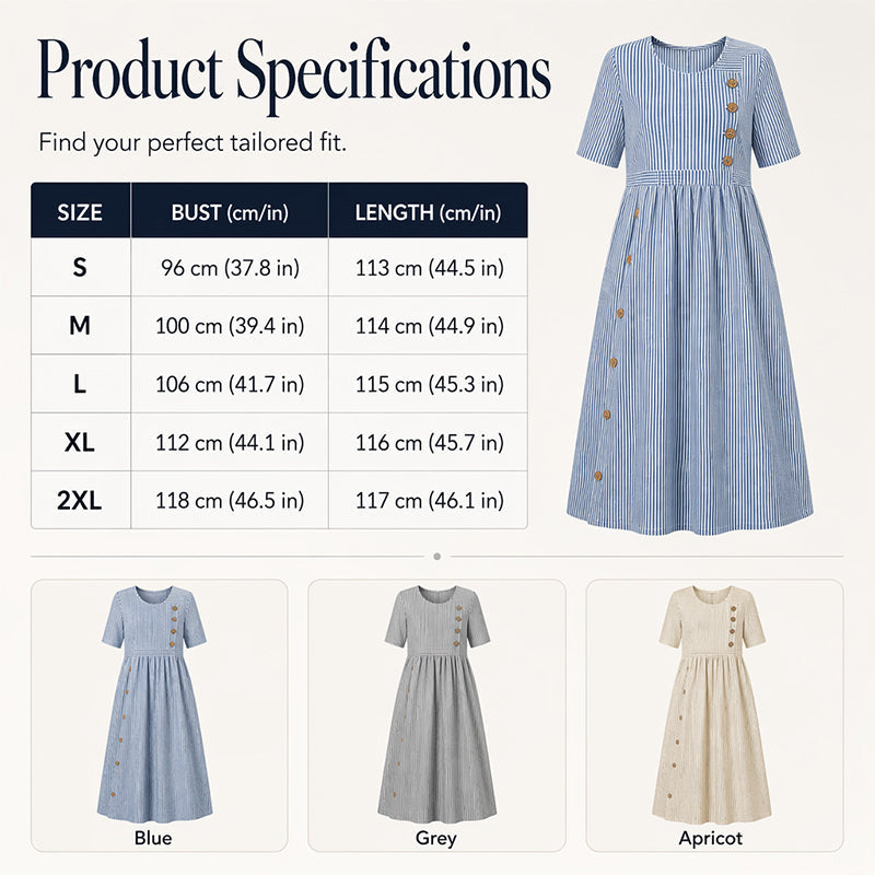📢📢50% RABATT !! ⏰Damen Lässiges Gestreiftes Kleid in Relaxed-Fit