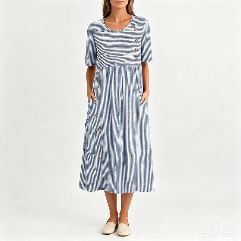 📢📢50% RABATT !! ⏰Damen Lässiges Gestreiftes Kleid in Relaxed-Fit