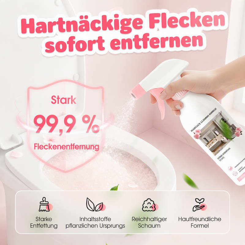 🚿50 % RABATT!💞ÜBER 50.000 VERKAUFT!✨  Mehrzweck-Badezimmerreiniger-Spray – Löst Kalk- und Seifenrückstände schnell auf. Kein mühsames Schrubben – einfach aufsprühen und abwischen für streifenfreien Glanz! 🧼💨