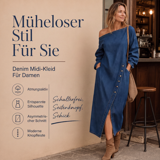 👗 50% RABATT! ✨ Jeans-Schulterfreies Kleid für Damen – Stilvoll, bequem & vielseitig – Ideal für Alltag, Freizeit & besondere Anlässe 🌸