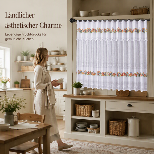 🌸 Kurzer Küchenvorhang im Vintage-Stil mit Spitze – eine elegante, stimmungsvolle Dekoration für dein Zuhause
