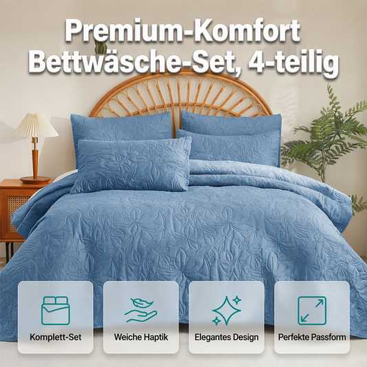 🛏️50% RABATT !!📢 Unifarbenes 4-teiliges Bettwäsche-Set aus 100 % Baumwolle  – unifarben, weich & atmungsaktiv