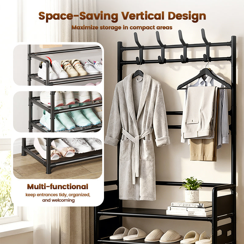 🏠 Schuhregal mit Garderobe – 3-in-1 Flurmöbel, mehrstöckig & platzsparend, für Diele & Eingang