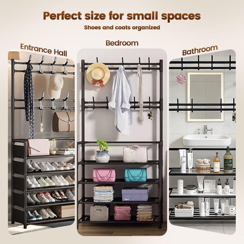 🏠 Schuhregal mit Garderobe – 3-in-1 Flurmöbel, mehrstöckig & platzsparend, für Diele & Eingang