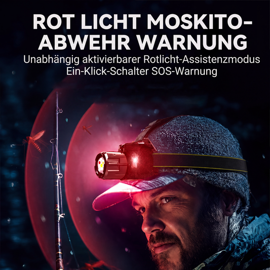 🔦 JETZT 50% RABATT! ✨ Wiederaufladbare 5-Farben-LED-Stirnlampe – Bewegungssensor & Angel-/UV-Modi 💡