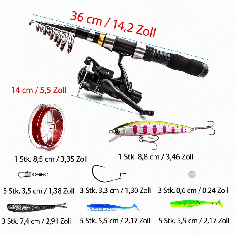 🎣 LIMITIERTES ANGEBOT 50% RABATT!  ✨Komplettes Reise‑Angelset mit Tragetasche – alles‑in‑ein Angelzubehör für Ausflüge & Reisen