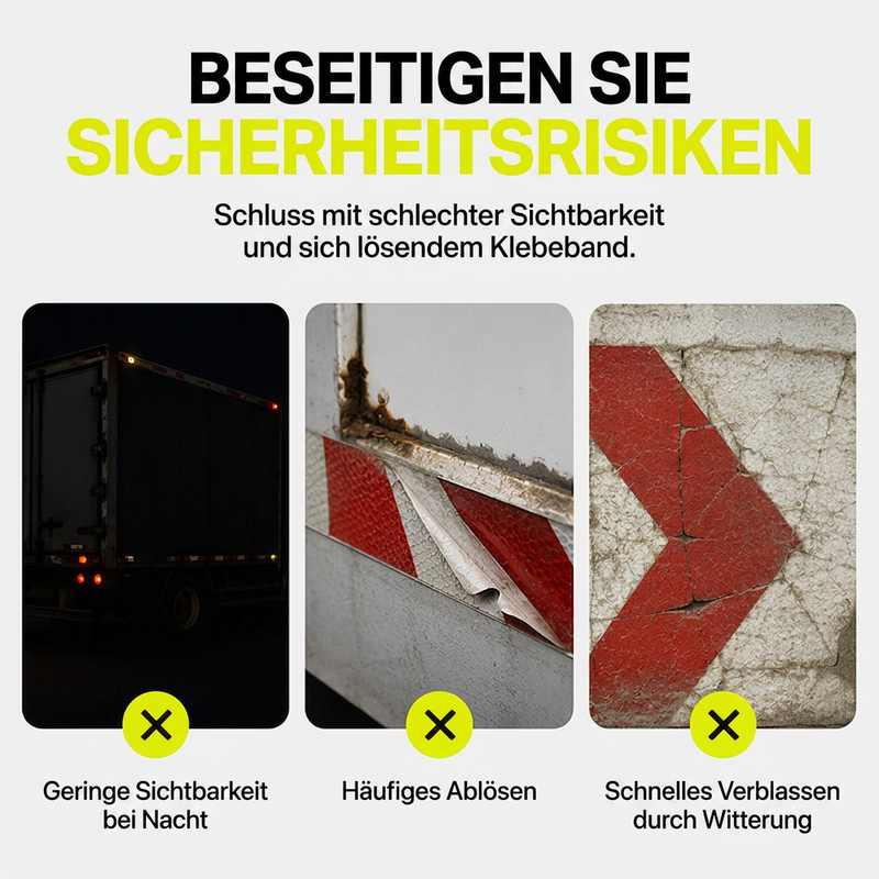 🚚 50% RABATT!🚨Hochsichtbares reflektierendes Pfeilband – hochsichtbar, wetterfest & selbstklebend für Anhänger und Nutzfahrzeuge
