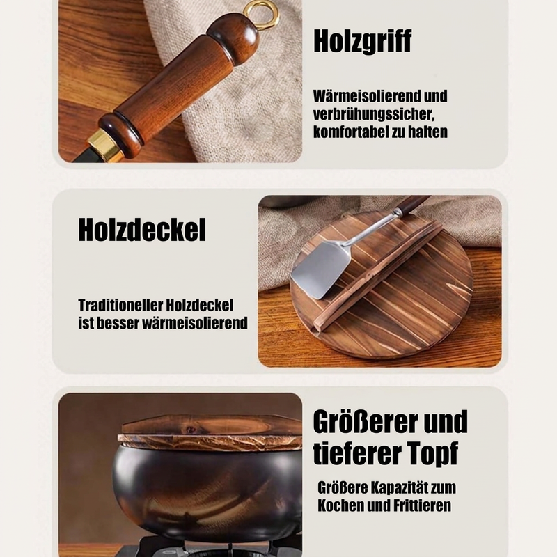 📢📢50% RABATT !!⏰Unbeschichteter dicker Eisentopf mit Deckel