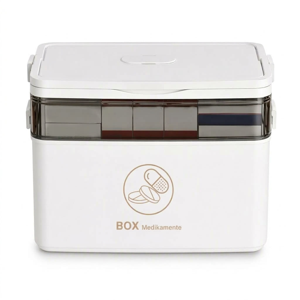📢📢 JETZT 50 % RABATT!! ⏰💊 Große Medikamenten-Aufbewahrungsbox aus Kunststoff – Mehrlagig, unterteilt & tragbar für Haushalt & Notfall ✨