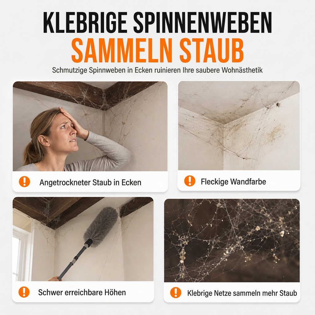 Spinnwebenentfernungsspray und Wandreiniger für Decken und Ecken im Haushalt, sichere Staubreinigung für Wände