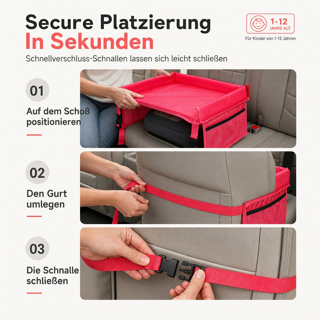 📢📢50% RABATT !!⏰Reisetisch für Kindersitze, Aktivitätstisch mit Schreibbrett für den Schoß und hängende Aufbewahrungstasche für die Rückenlehne von Kinderwagen