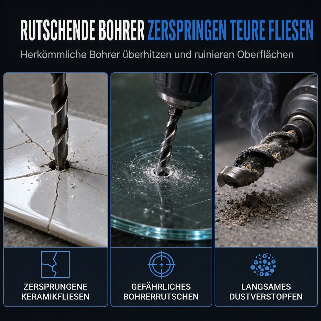 📢📢50% RABATT !!⏰Hartmetall-Exzenterbohrer mit Sechskantschaft zum Bohren von Löchern in Keramikfliesen, Glas und Beton