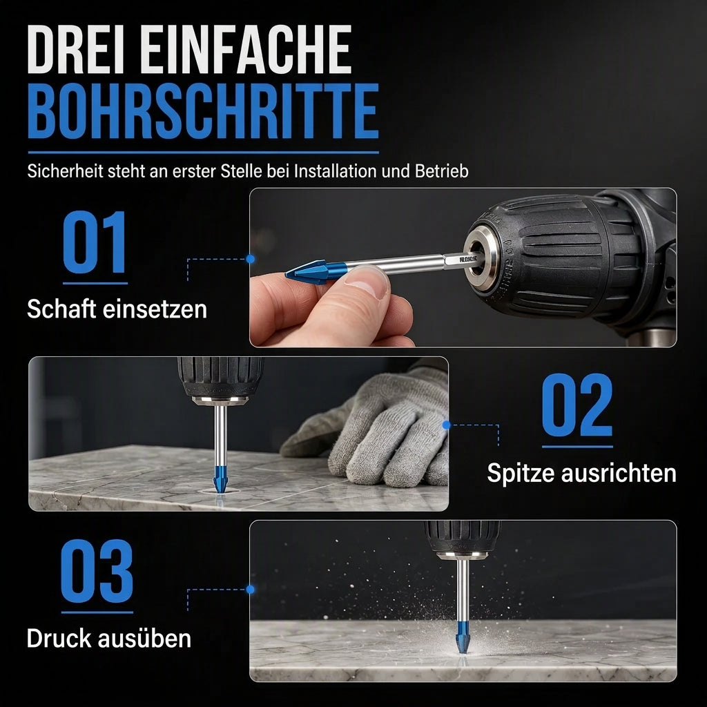 📢📢50% RABATT !!⏰Hartmetall-Exzenterbohrer mit Sechskantschaft zum Bohren von Löchern in Keramikfliesen, Glas und Beton
