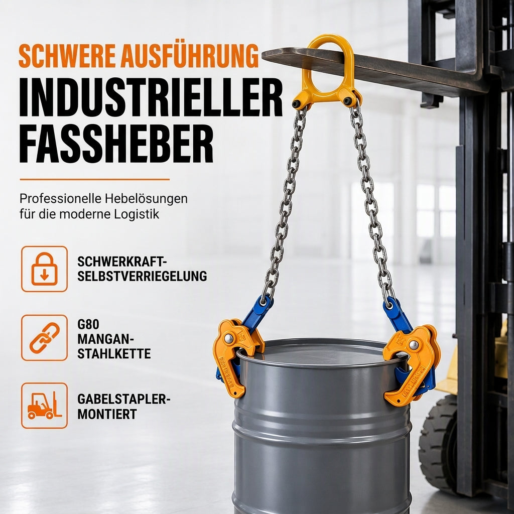 🛢️50 % RABATT & Versandkostenfrei✨Stabile Hebezange für Ölfässer – Hebevorrichtung für Gabelstapler und Kräne zum Heben von Stahl- und Metallfässern, robustes und sicheres Heben💥
