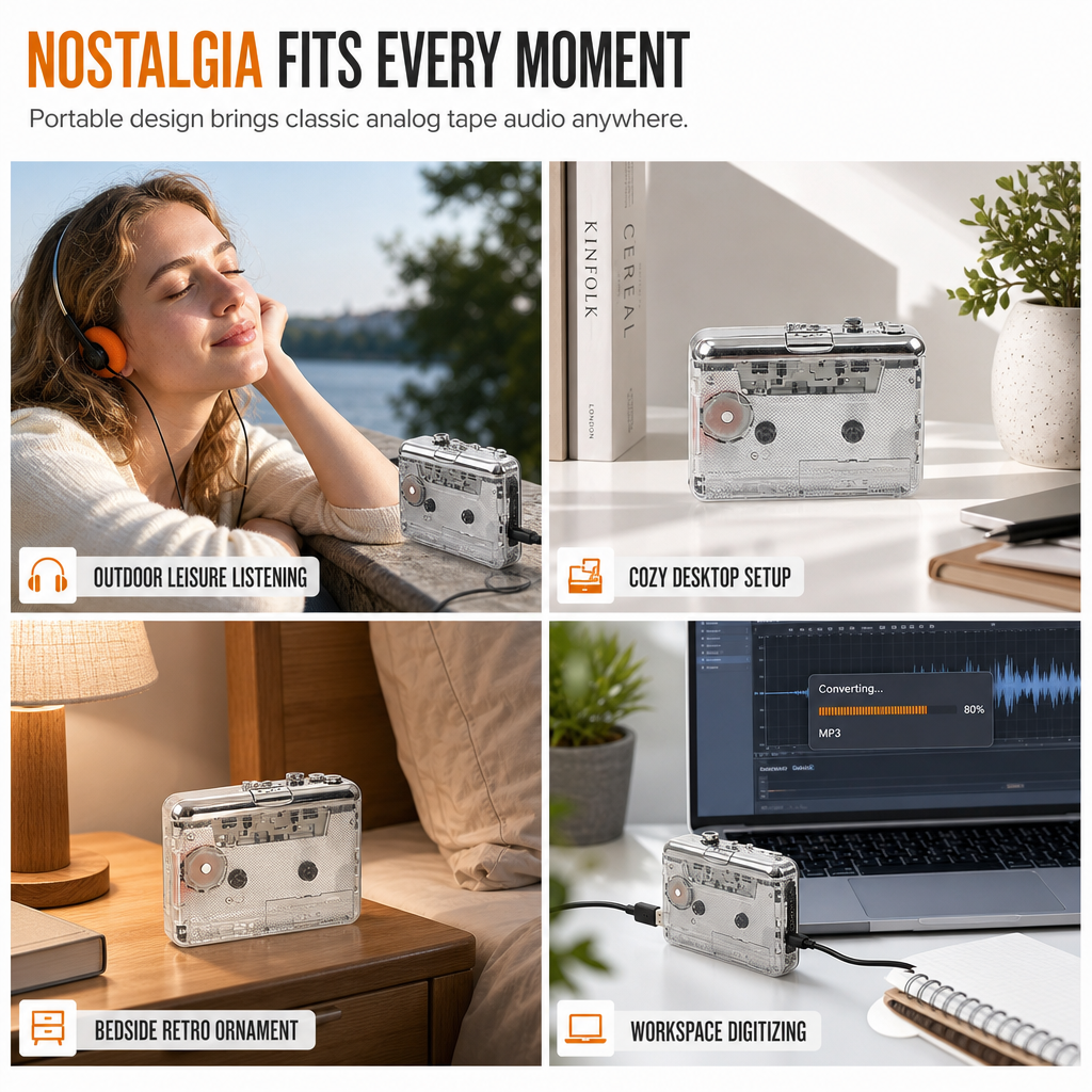📼 JETZT 50 % RABATT! 🔄 Transparenter Kassettenspieler – Kassetten-zu-MP3-Konverter, Typ-C & Hi-Fi-Stereo – Nostalgie trifft auf moderne Technik 🎵