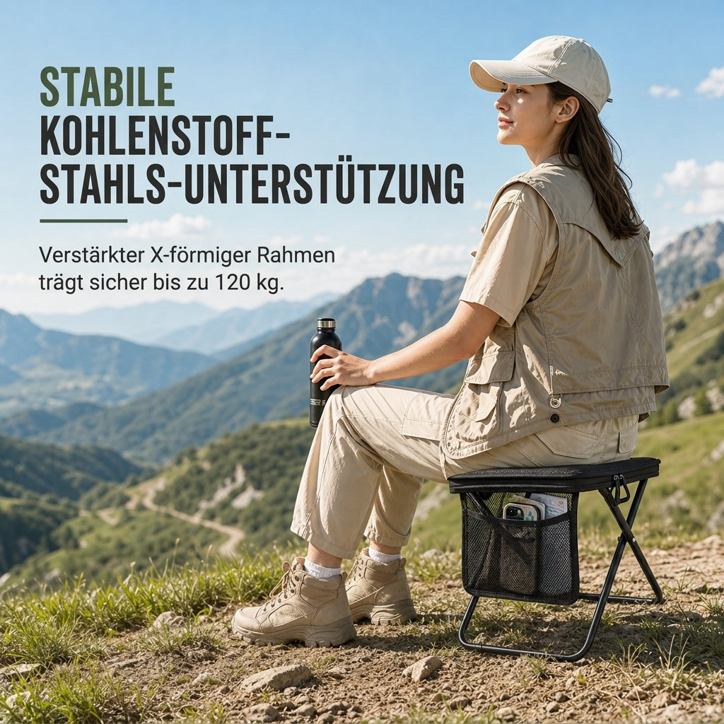 📢📢50% RABATT !!⏰Tragbarer Klapphocker-Rucksack, leichter Outdoor-Campingstuhl und vielseitig verwendbare Umhängetasche