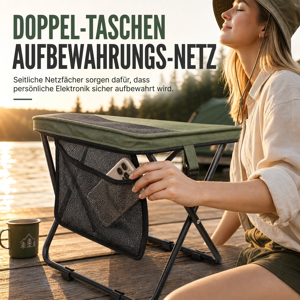 📢📢50% RABATT !!⏰Tragbarer Klapphocker-Rucksack, leichter Outdoor-Campingstuhl und vielseitig verwendbare Umhängetasche