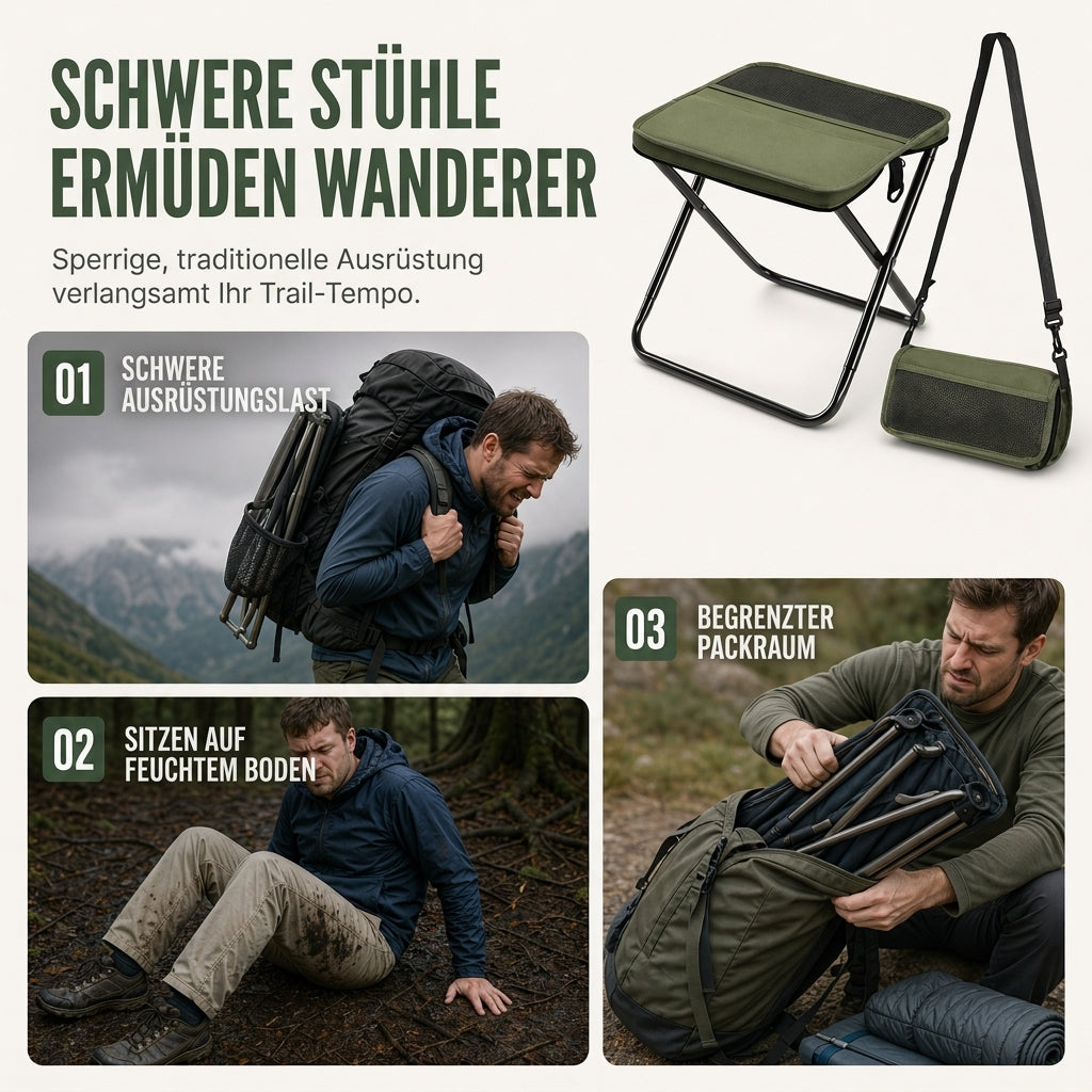 📢📢50% RABATT !!⏰Tragbarer Klapphocker-Rucksack, leichter Outdoor-Campingstuhl und vielseitig verwendbare Umhängetasche