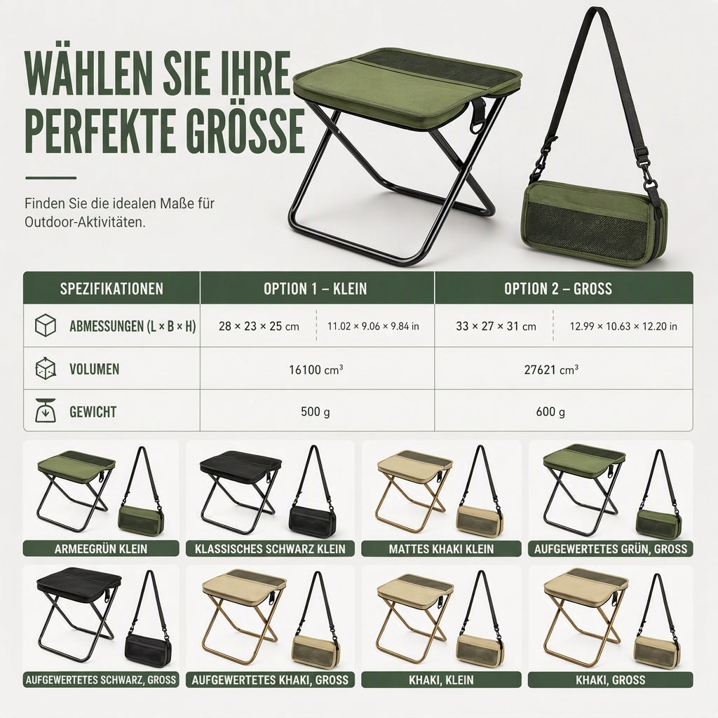 📢📢50% RABATT !!⏰Tragbarer Klapphocker-Rucksack, leichter Outdoor-Campingstuhl und vielseitig verwendbare Umhängetasche