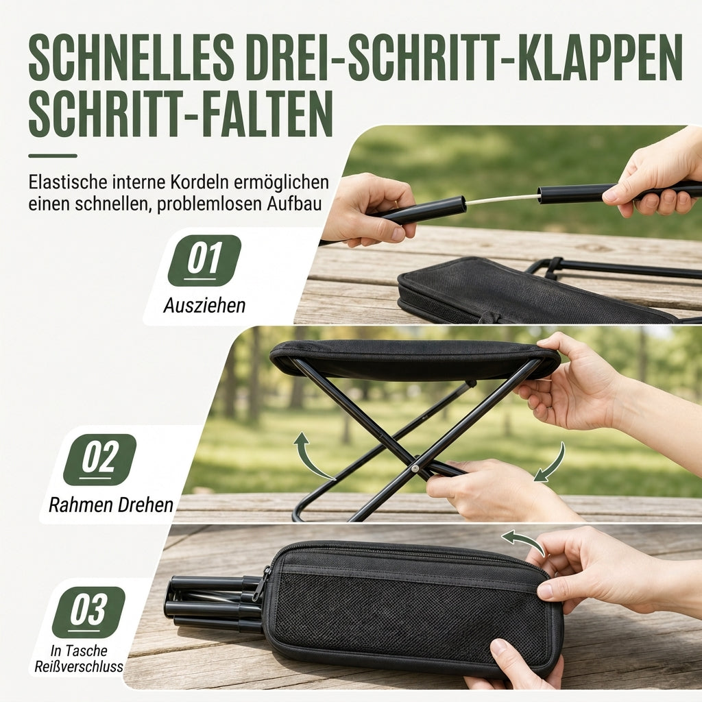 📢📢50% RABATT !!⏰Tragbarer Klapphocker-Rucksack, leichter Outdoor-Campingstuhl und vielseitig verwendbare Umhängetasche