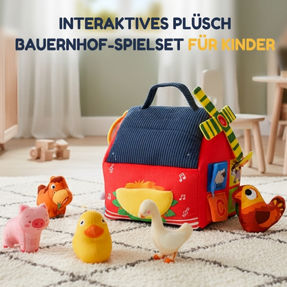 🐄 50 % RABATT! ✨ Interaktives Plüsch-Bauernhaus-Spielset – 6 Erlebnisbereiche mit Spiegel & Alphabet-Klappen, niedliche Tierhandpuppen & tragbares Aufbewahrungsdesign – Spielerisches Frühlernen für Kleinkinder 🐏