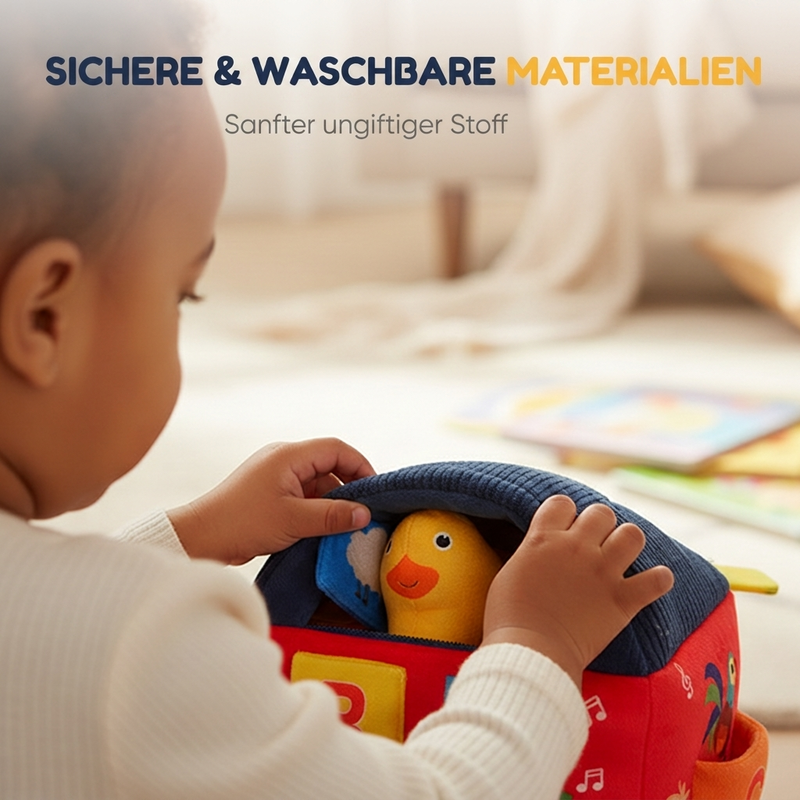 🐄 50 % RABATT! ✨ Interaktives Plüsch-Bauernhaus-Spielset – 6 Erlebnisbereiche mit Spiegel & Alphabet-Klappen, niedliche Tierhandpuppen & tragbares Aufbewahrungsdesign – Spielerisches Frühlernen für Kleinkinder 🐏